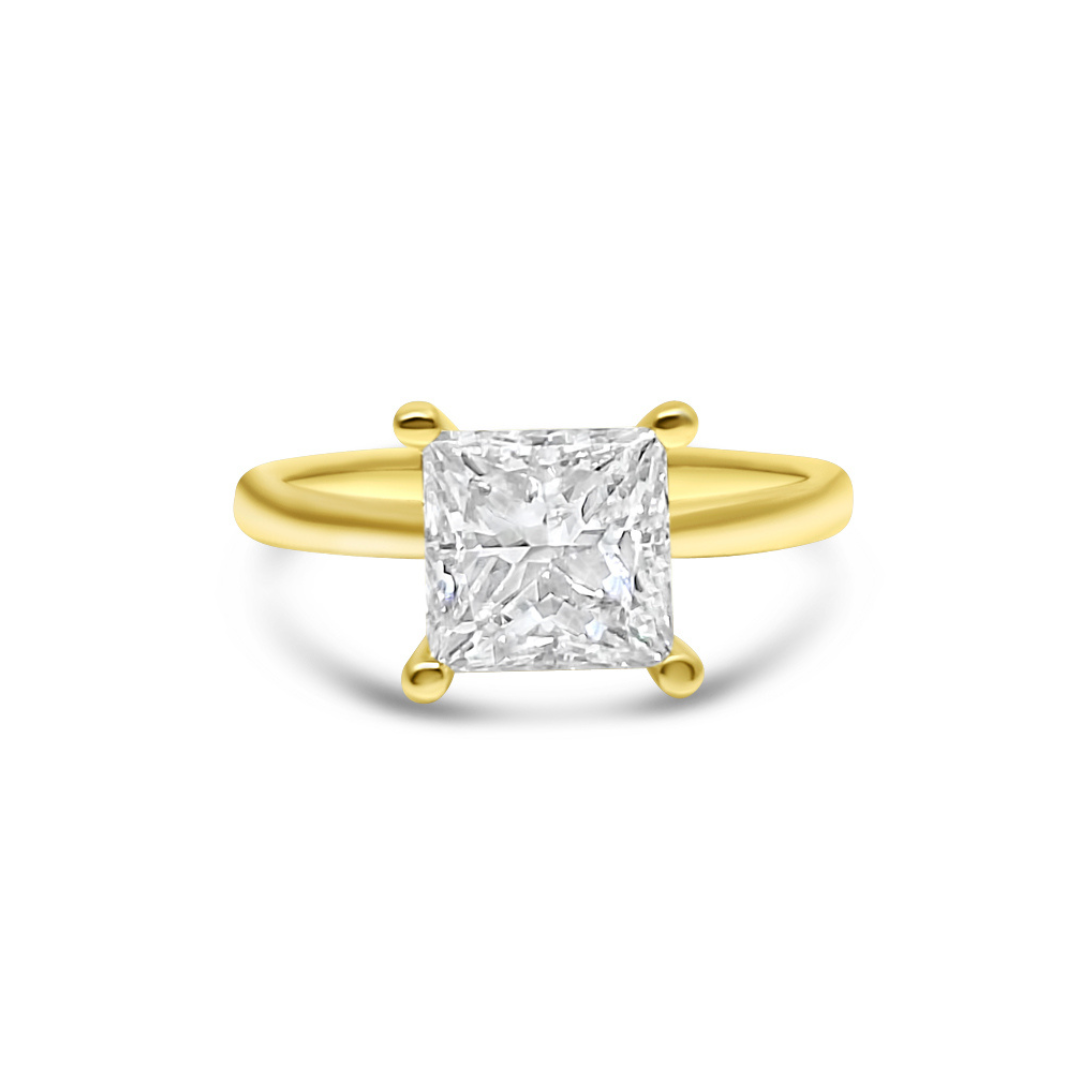 Yellow Gold & Princess Cut Ethical Diamond Ring 1.90ct