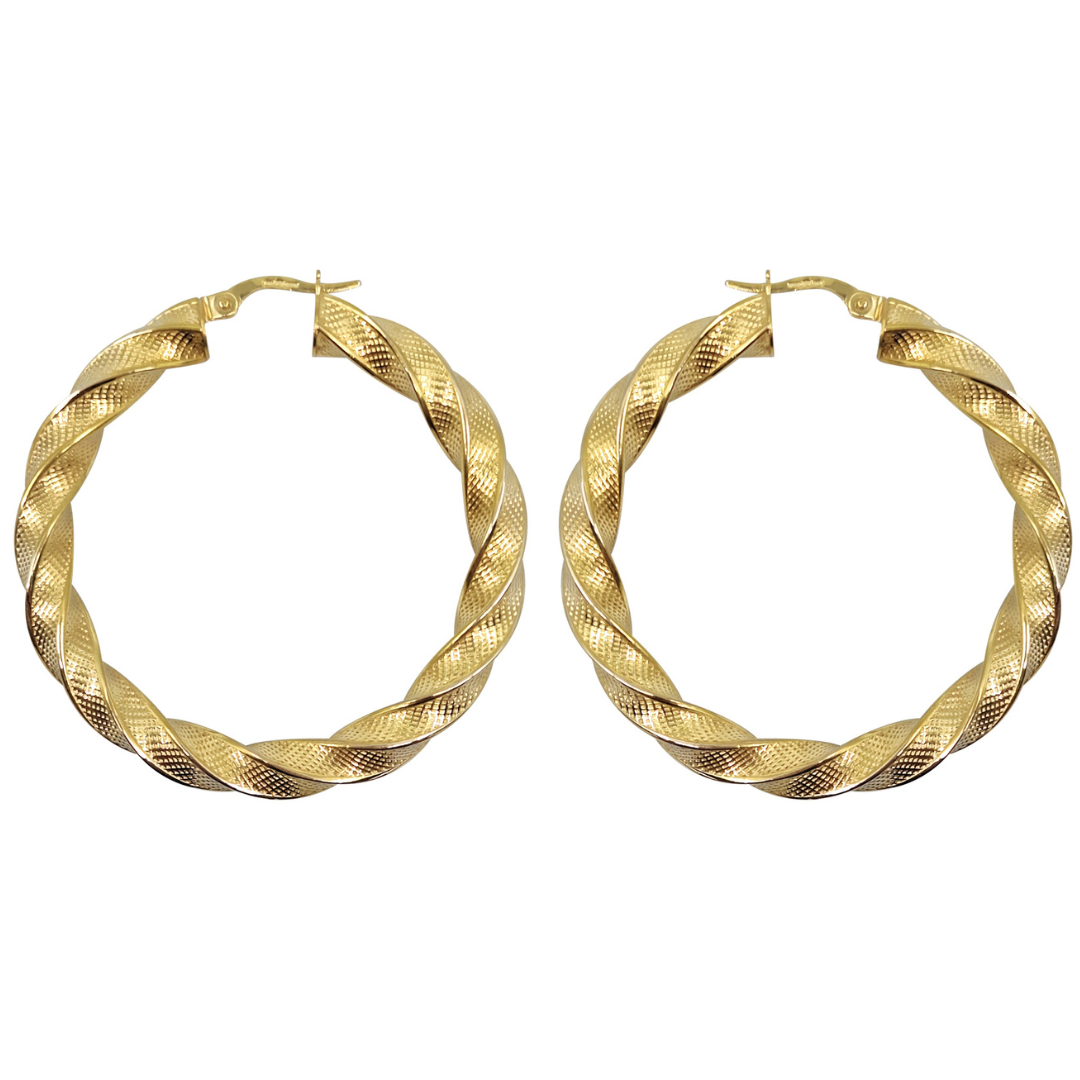 9ct Yellow Gold Large Twist Hoops