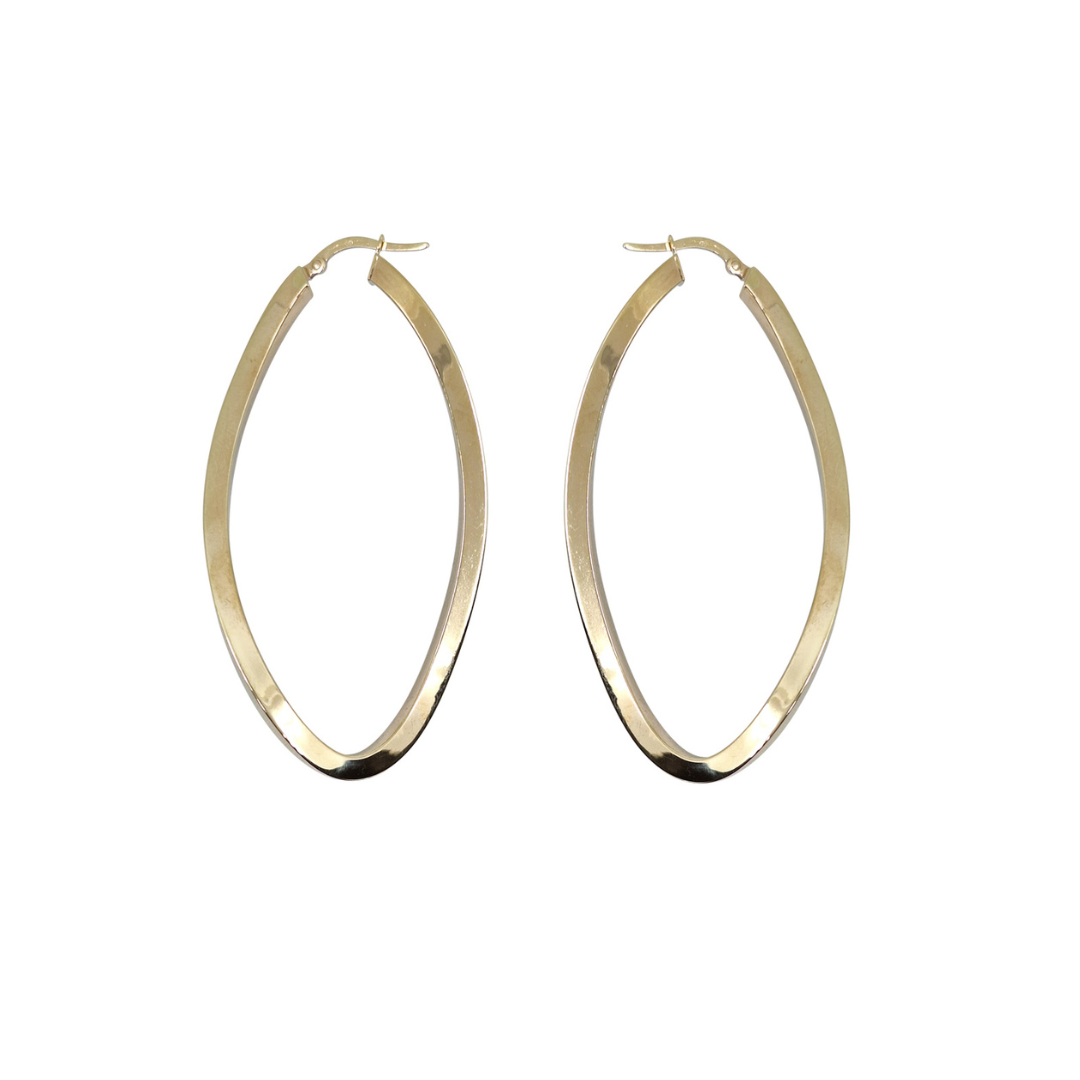 9ct Yellow Gold Large Wave Hoop Earrings