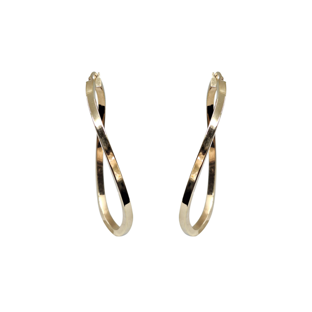 9ct Yellow Gold Large Wave Hoop Earrings