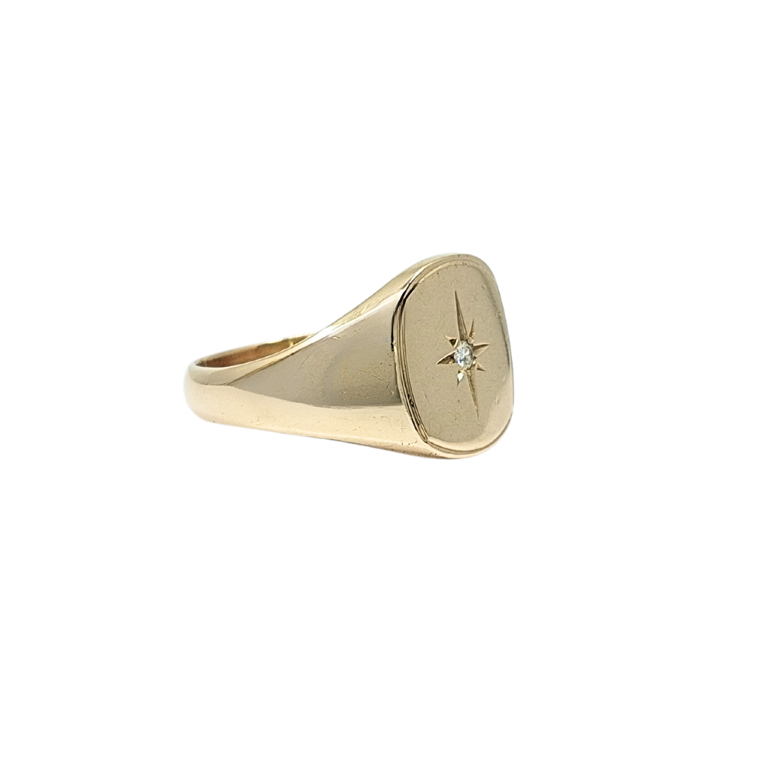 9ct Yellow Gold Diamond Set Signet Ring