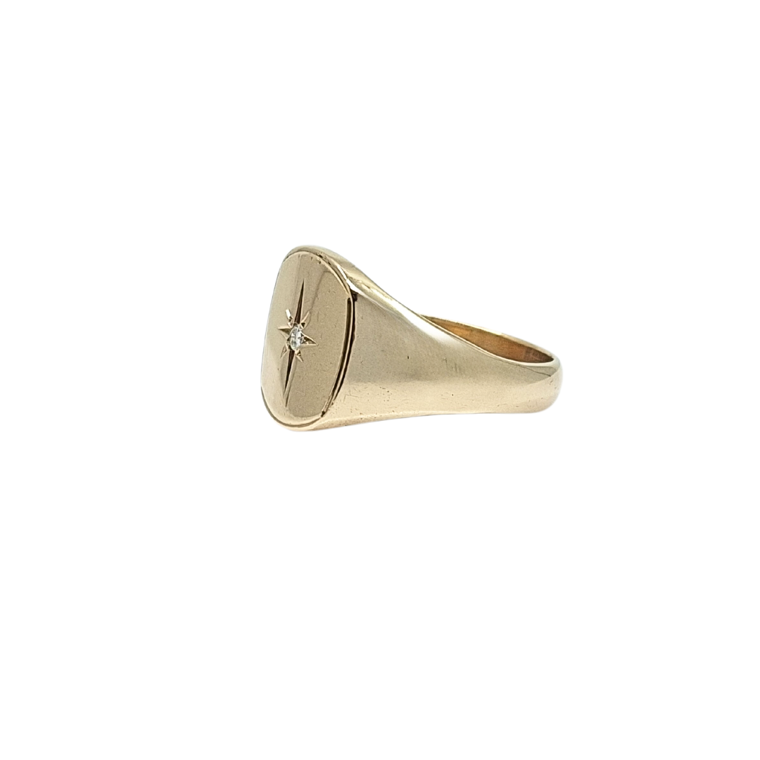 9ct Yellow Gold Diamond Set Signet Ring