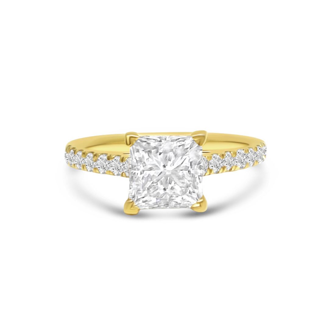 Yellow Gold & Princess Cut Ethical Diamond Ring 1.75ct