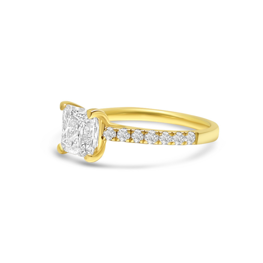 Yellow Gold & Princess Cut Ethical Diamond Ring 1.75ct