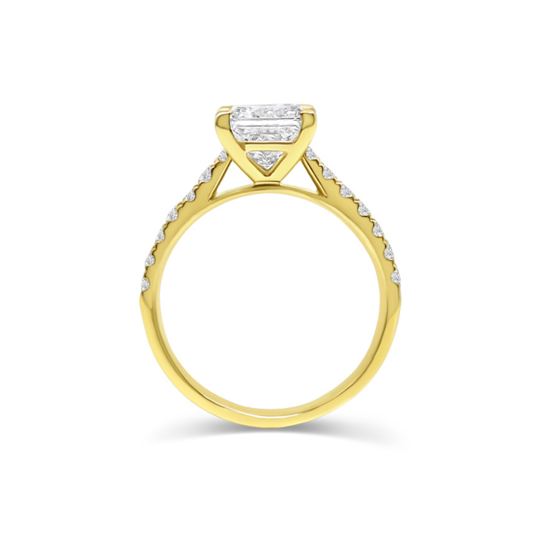 Yellow Gold & Princess Cut Ethical Diamond Ring 1.75ct