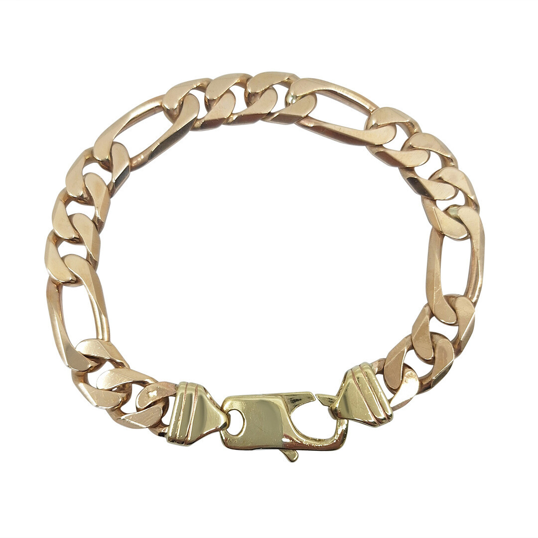 9ct Yellow Gold Figaro Bracelet 8"