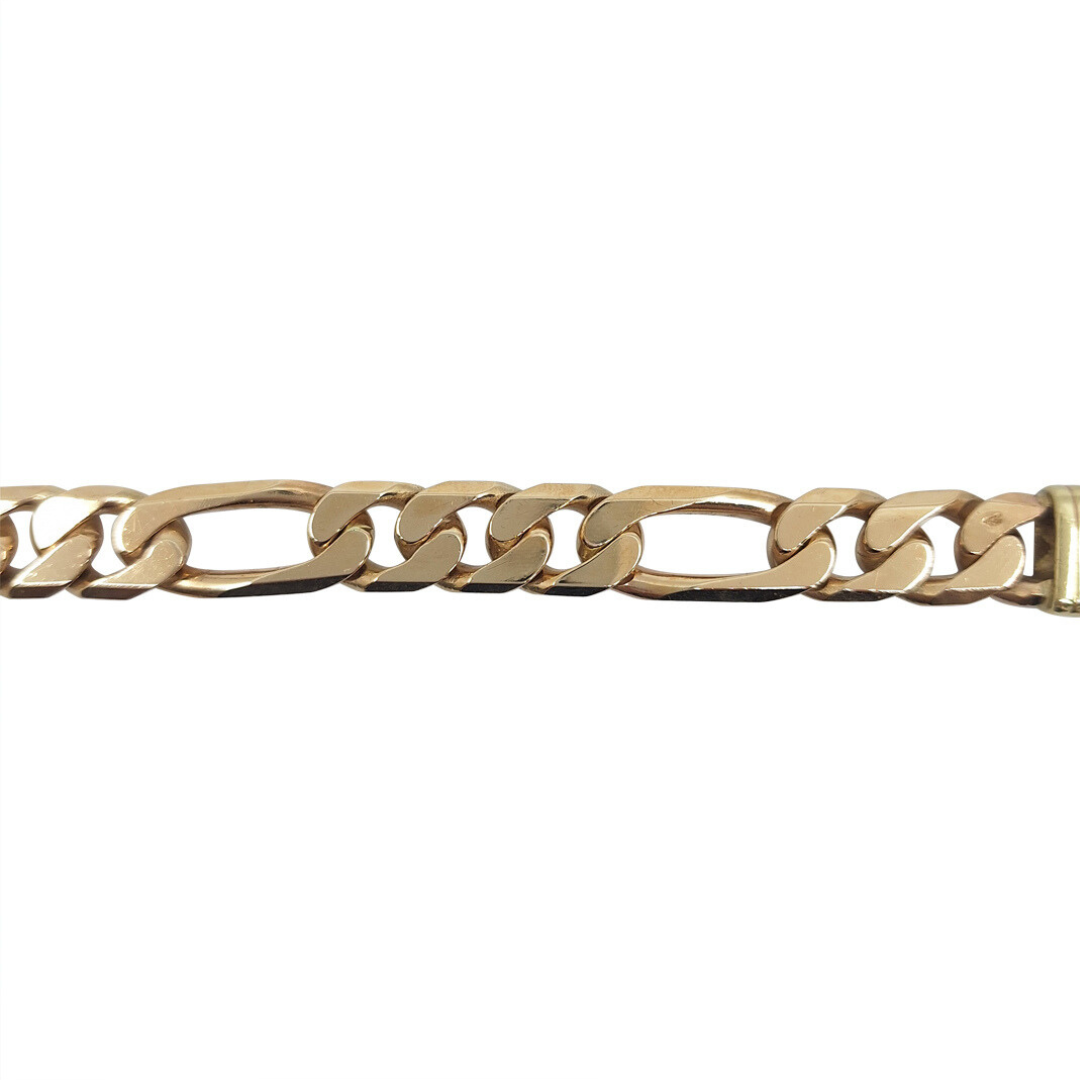 9ct Yellow Gold Figaro Bracelet 8"