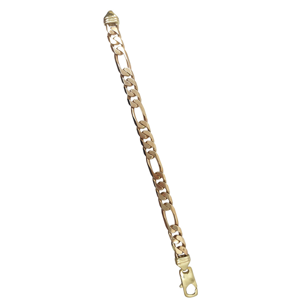 9ct Yellow Gold Figaro Bracelet 8"