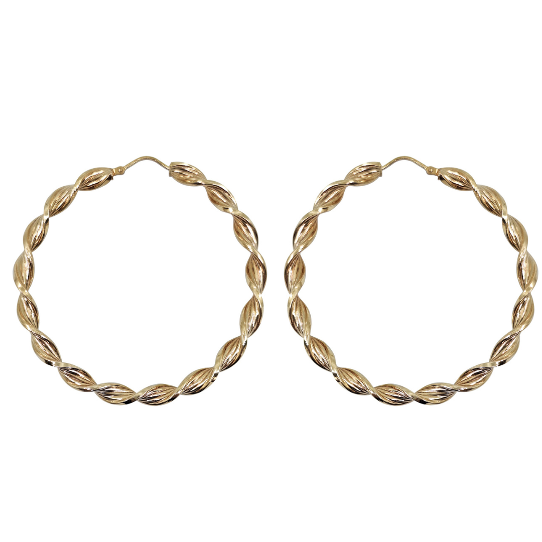 9ct Yellow Gold Large Twist Hoop earrings