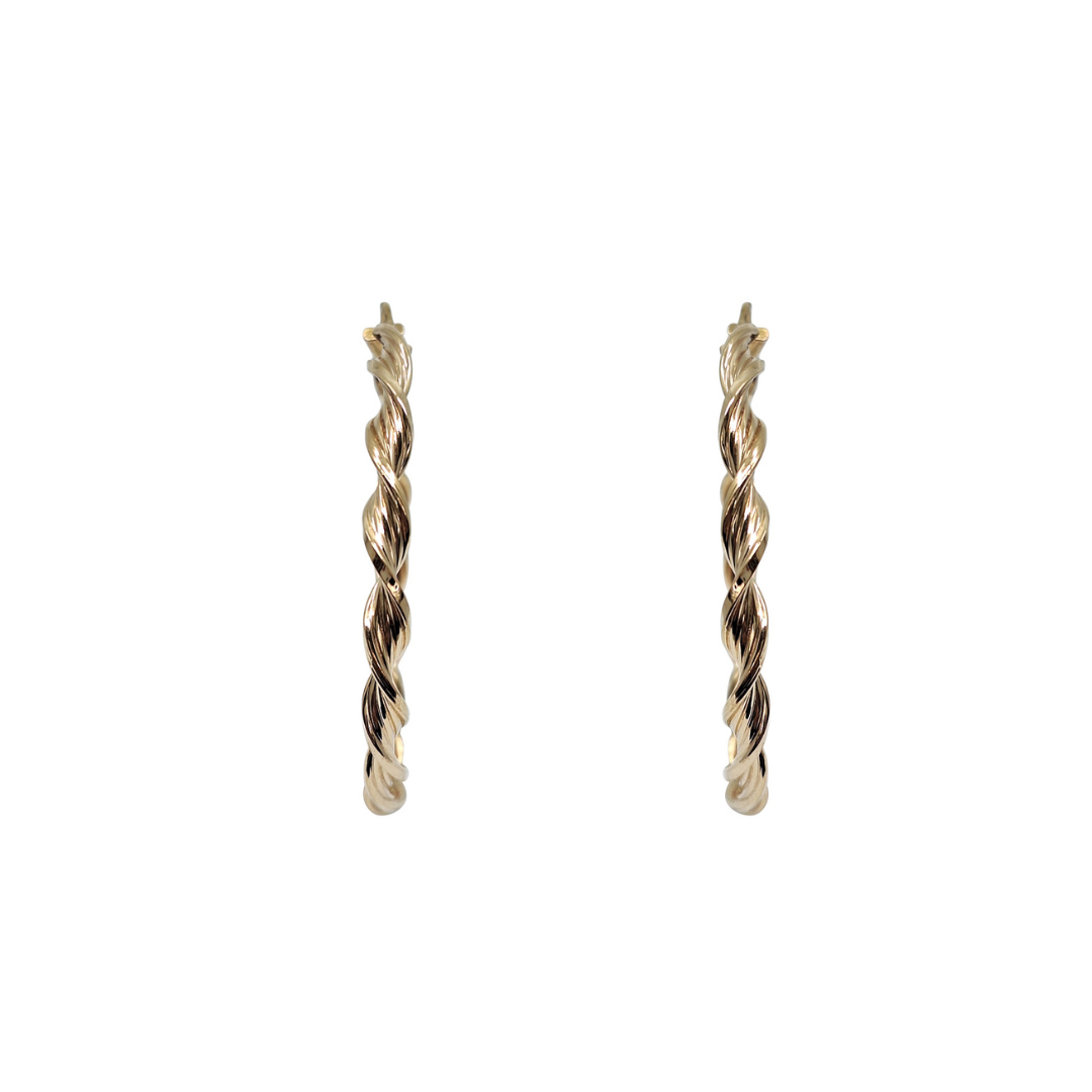 9ct Yellow Gold Large Twist Hoop earrings