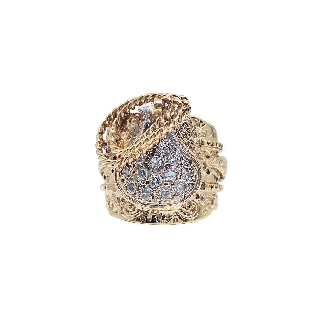 9ct Yellow Gold Cubic Zirconia Saddle Ring