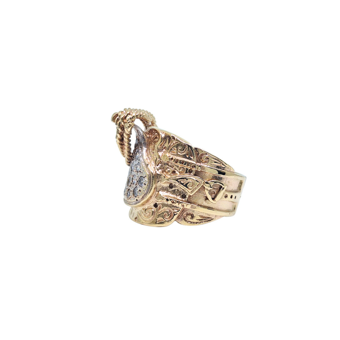 9ct Yellow Gold Cubic Zirconia Saddle Ring