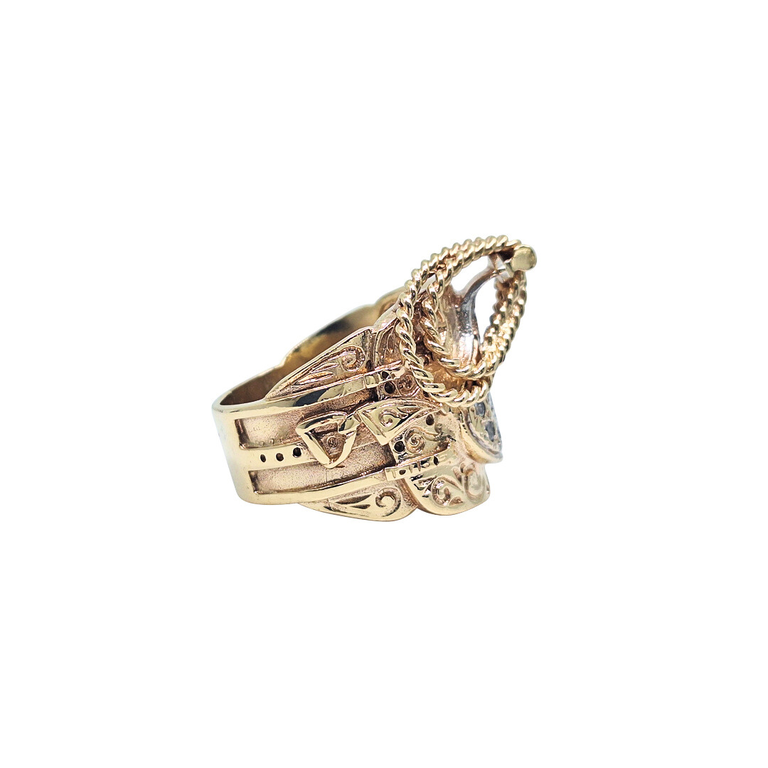 9ct Yellow Gold Cubic Zirconia Saddle Ring