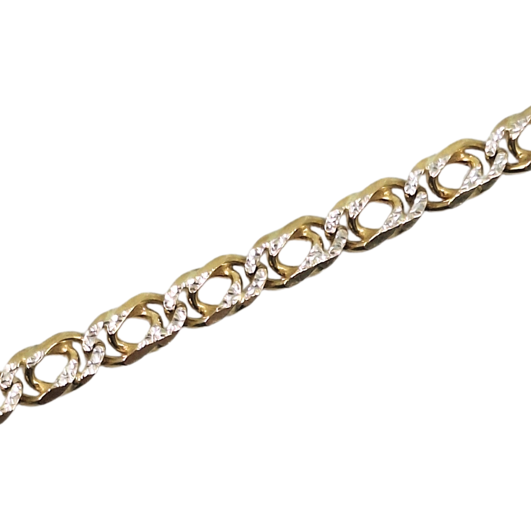 9ct Yellow & White Gold Fancy Link Bracelet 7.5"