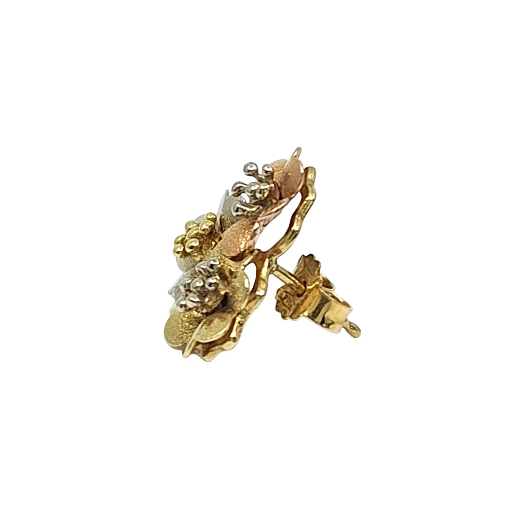 9ct Three Colour Gold Flower Earrings