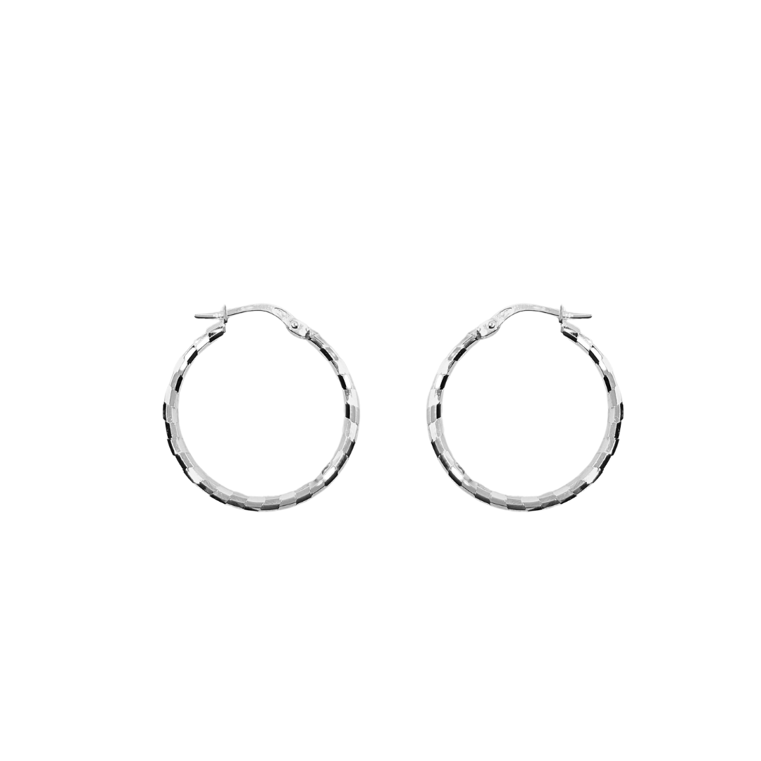 Silver Faceted Hoop Creole Earrings