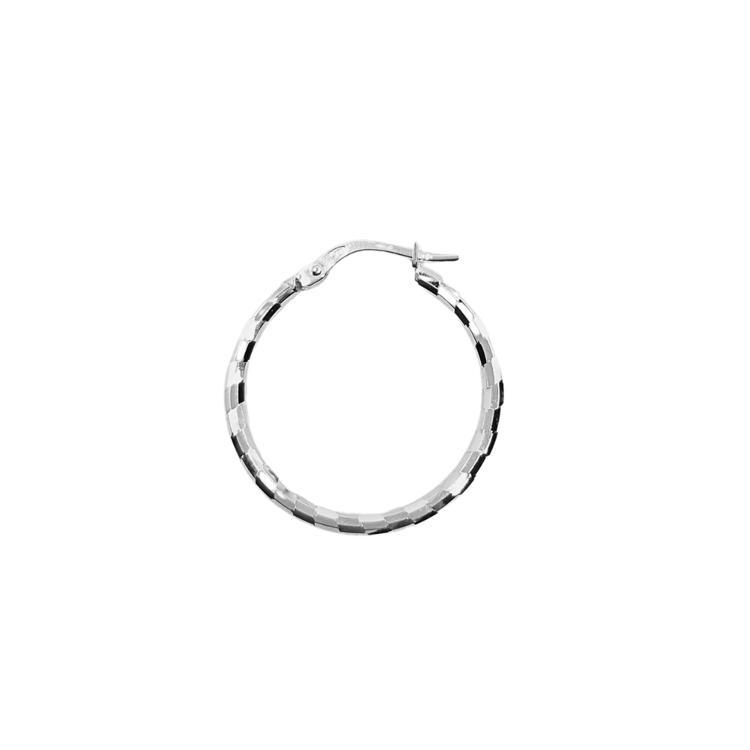 Silver Faceted Hoop Creole Earrings