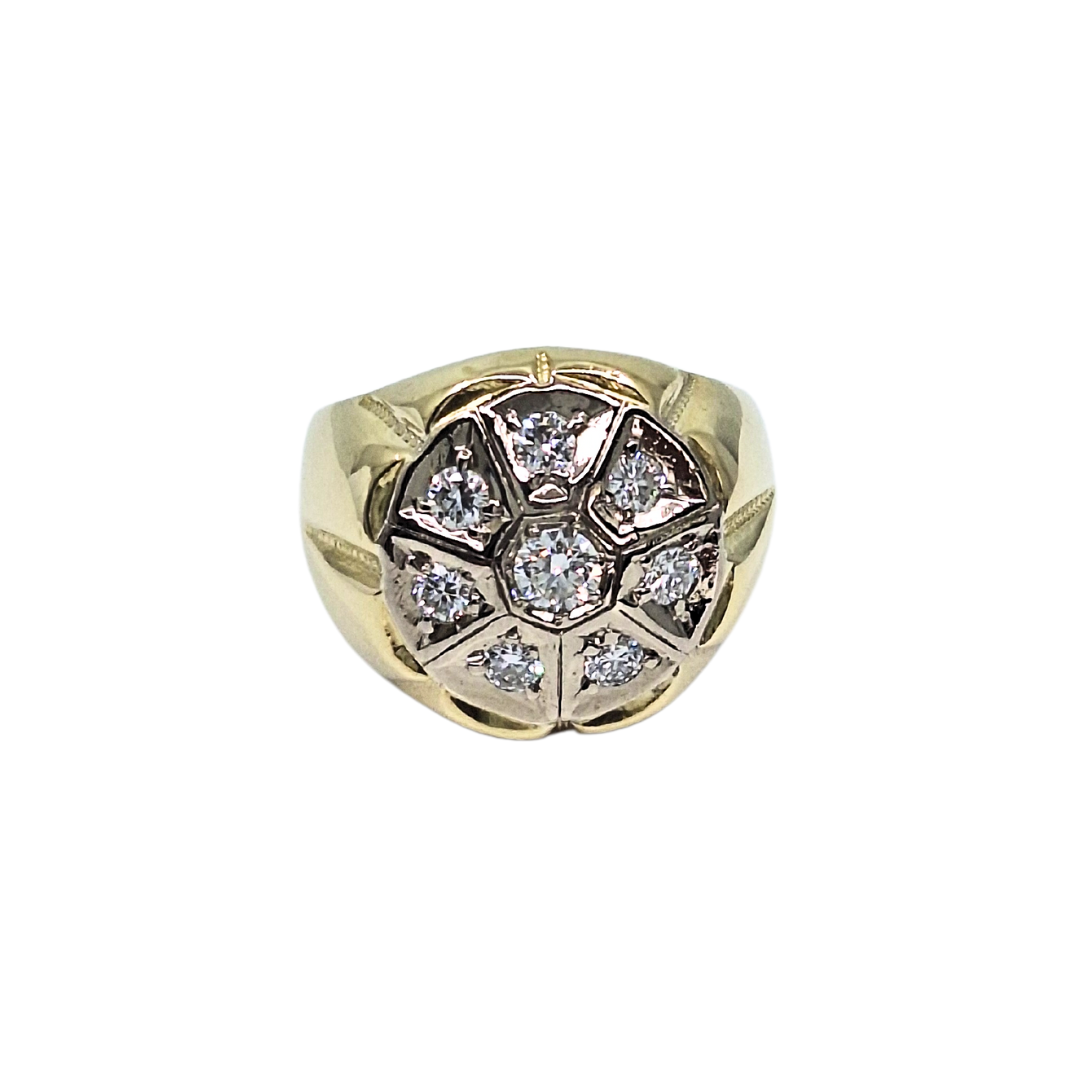 9ct Yellow Gold Diamond Gents Signet Ring