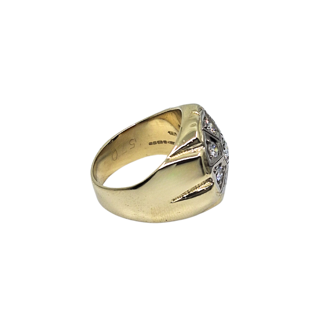 9ct Yellow Gold Diamond Gents Signet Ring