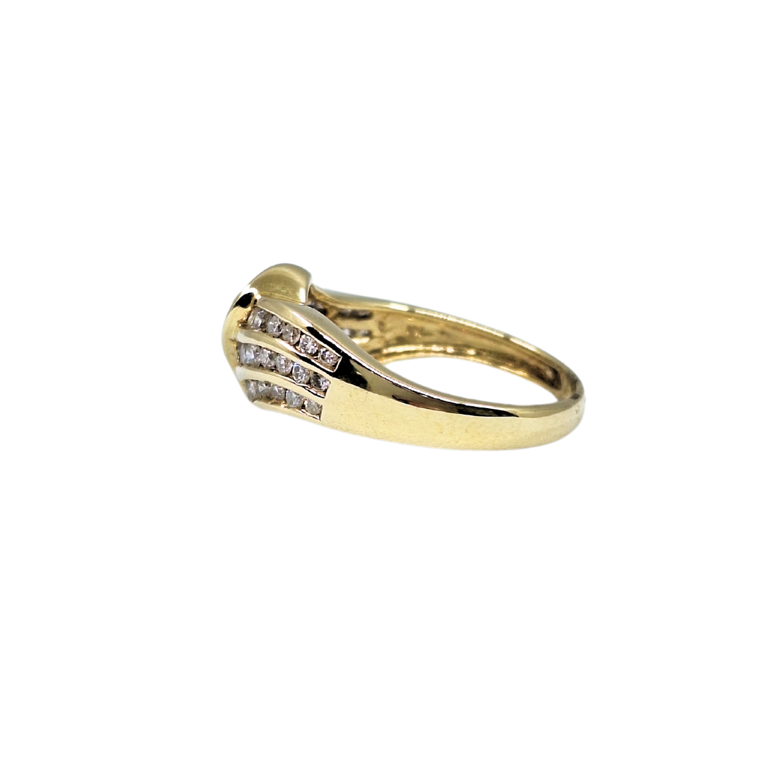 9ct Gold & Diamond Three Row Swirl Ring