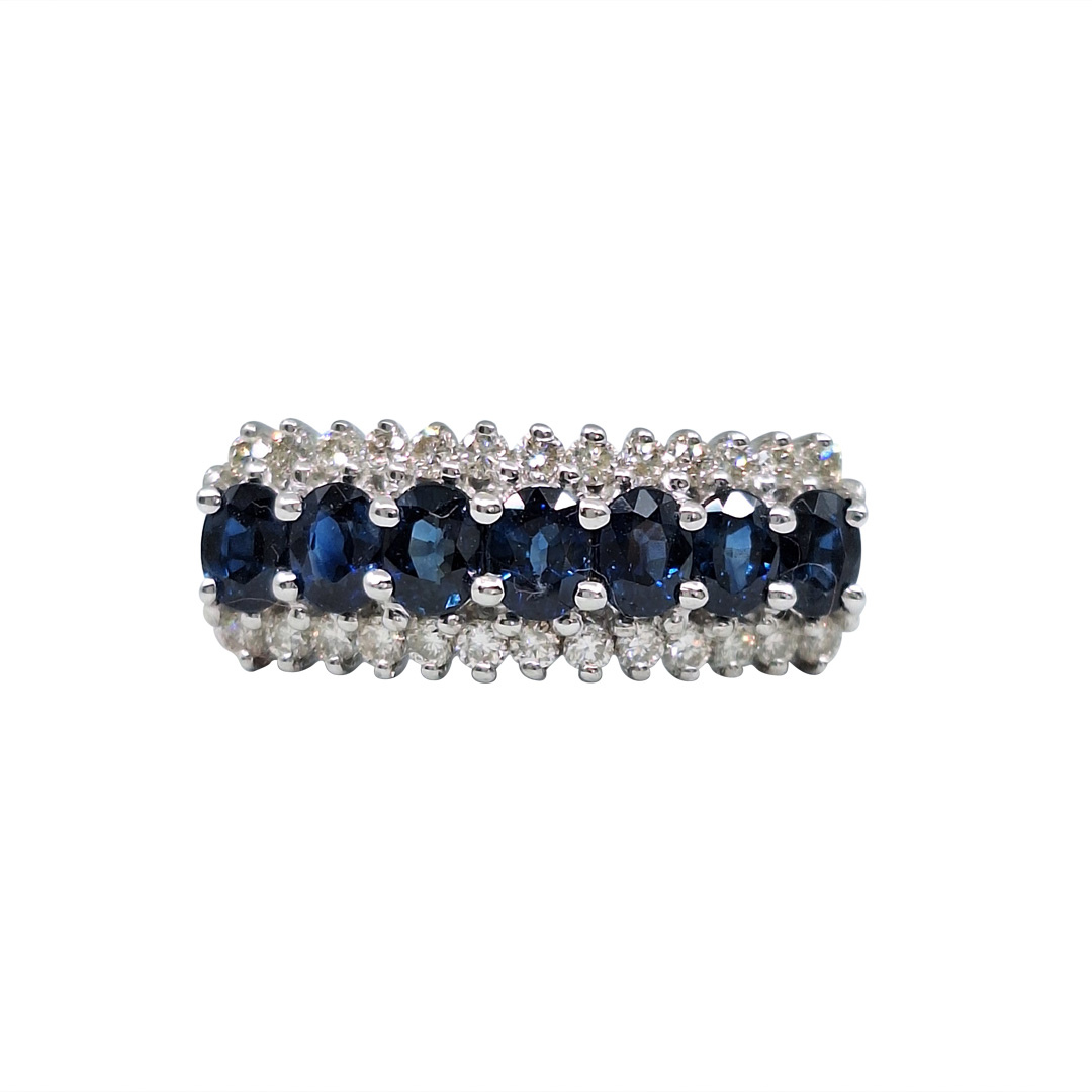 18ct White Gold Sapphire & Diamond Ring