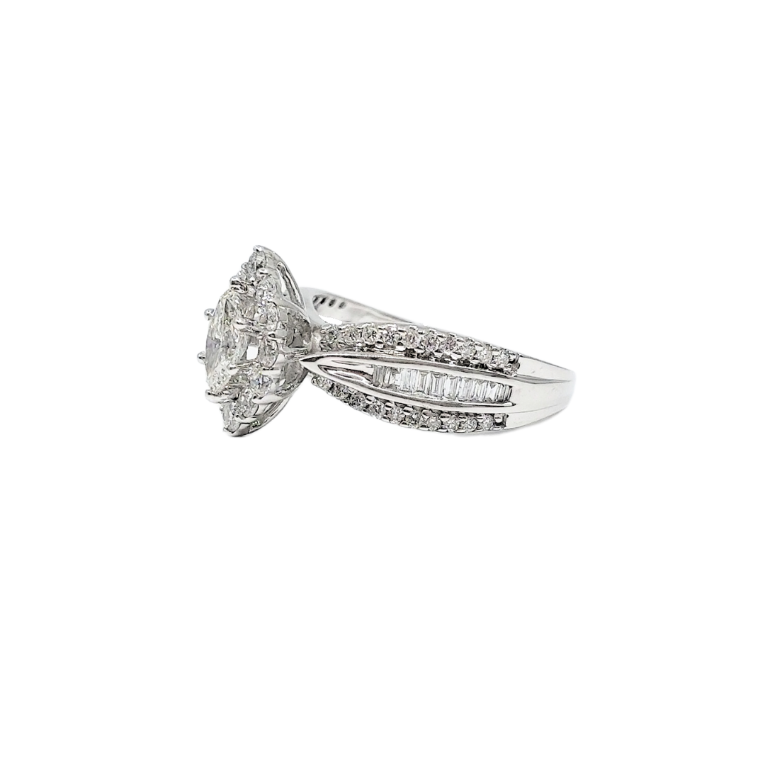 14ct White Gold & Diamond Marquise Cluster Ring