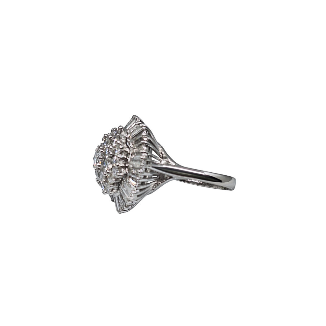 18ct White Gold Diamond Flower Cluster Ring