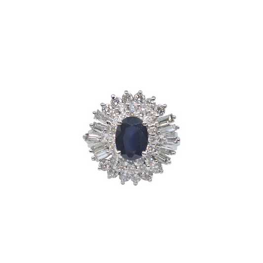 14ct White Gold Sapphire & Diamond Cluster Ring