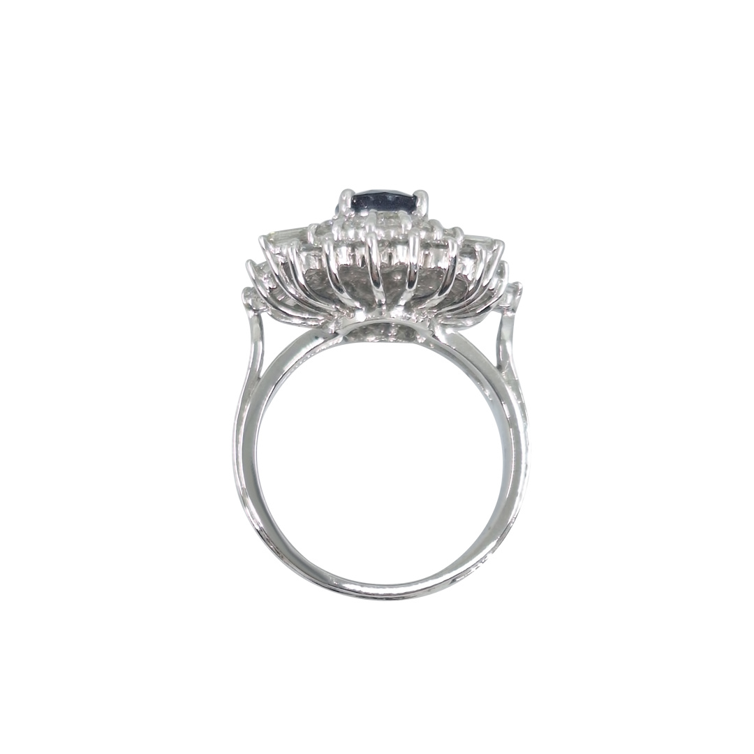 14ct White Gold Sapphire & Diamond Cluster Ring