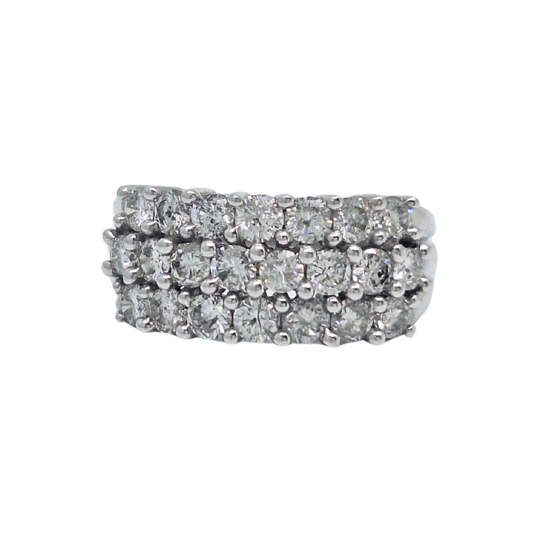 18ct White Gold Three Row Diamond Band Ring 1.01ct