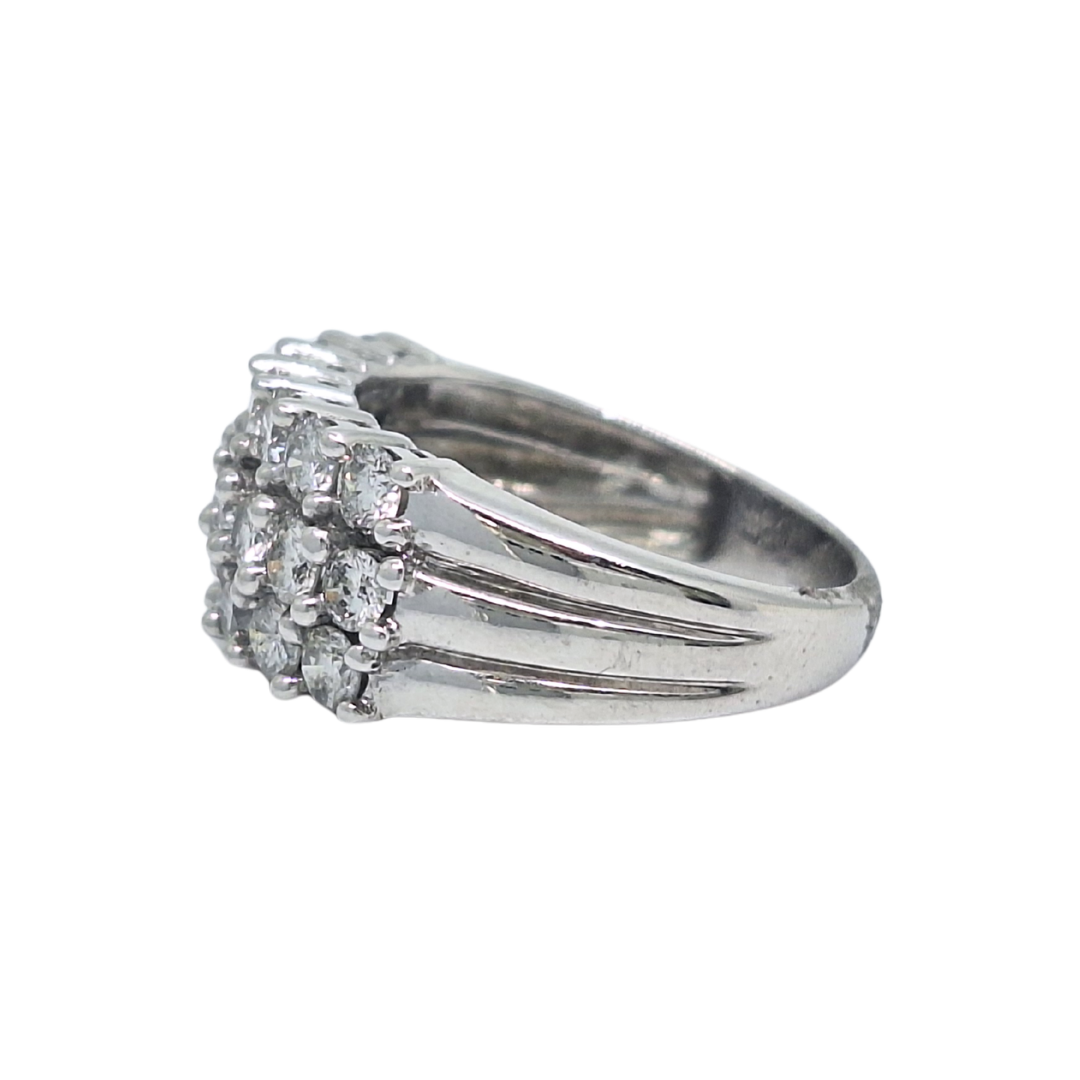 18ct White Gold Three Row Diamond Band Ring 1.01ct