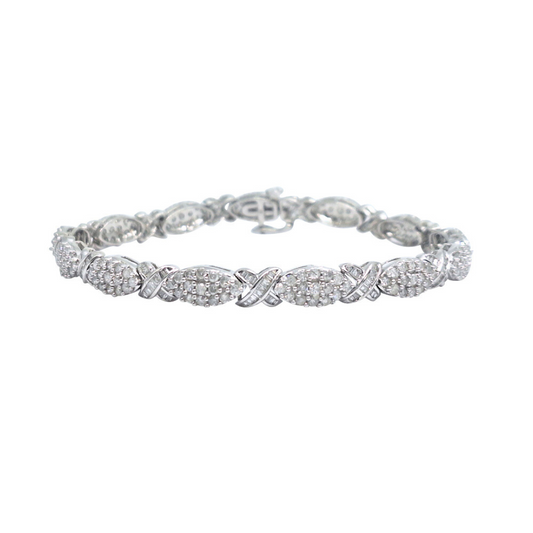 9ct White Gold Diamond Bracelet