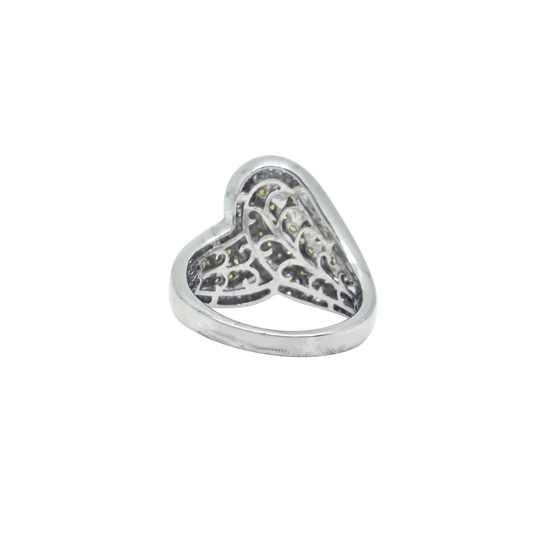 18ct White Gold Yellow & White Diamond Crossover Ring