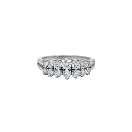 18ct White Gold Two Row Diamond Ring