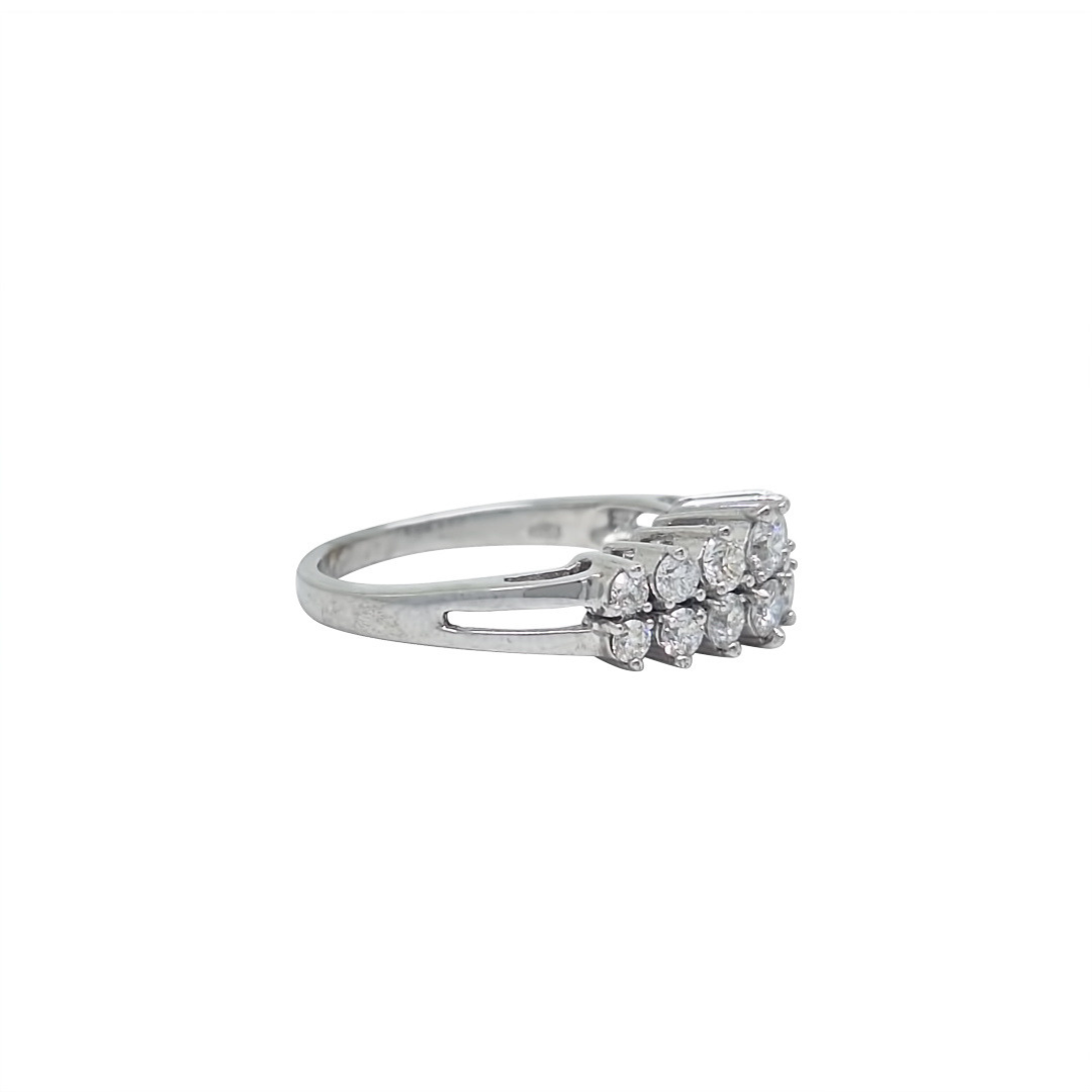 18ct White Gold Two Row Diamond Ring