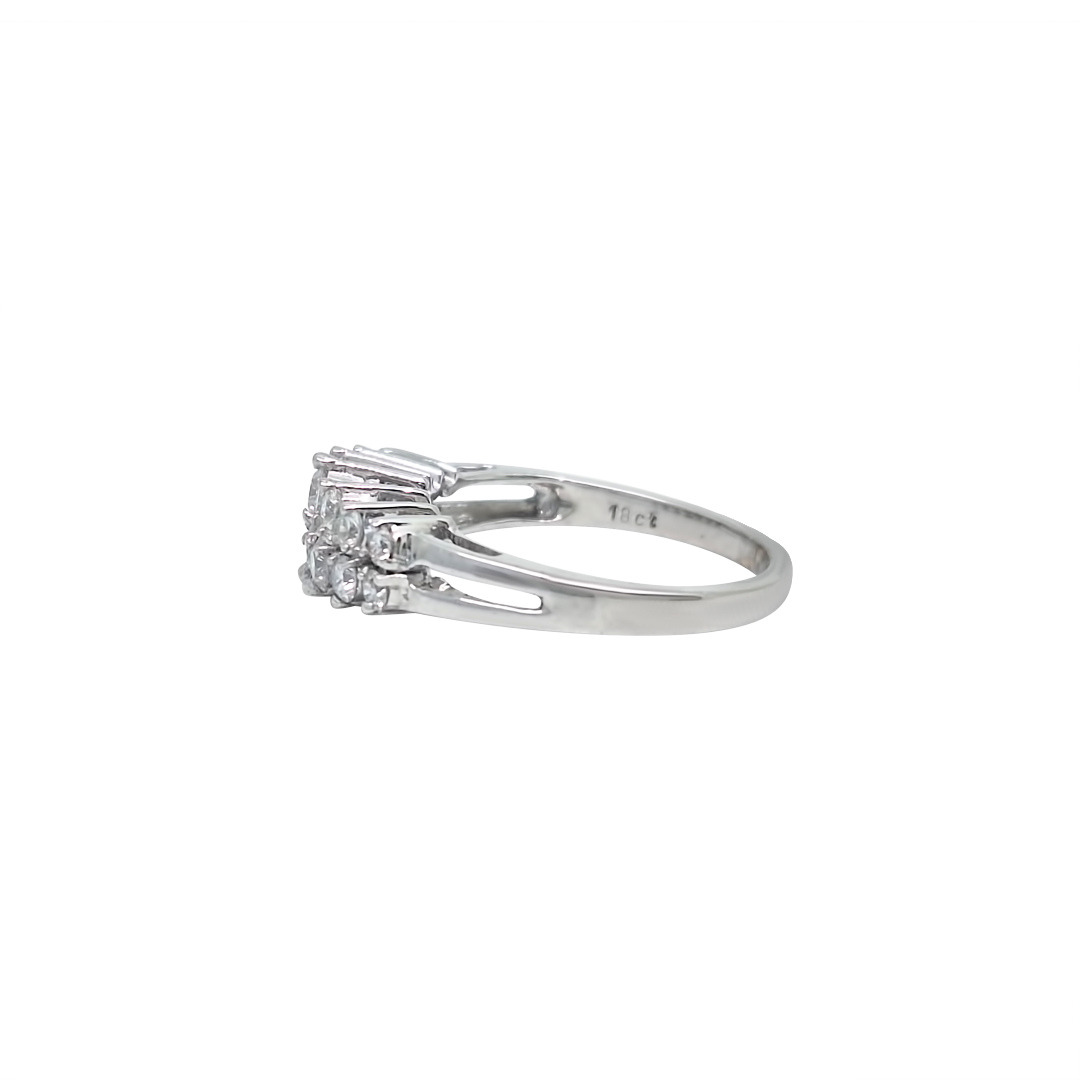 18ct White Gold Two Row Diamond Ring