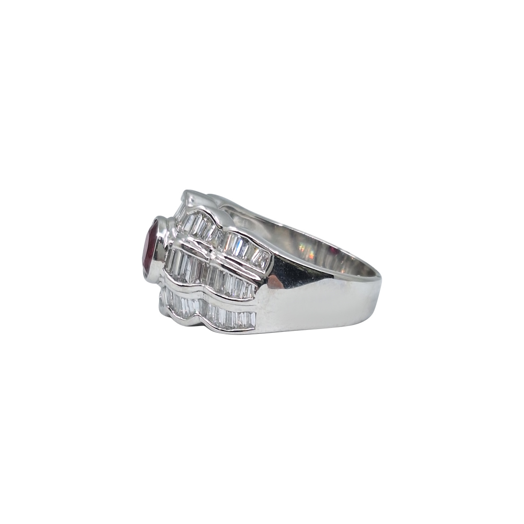 18ct White Gold Ruby & Diamond Band Ring