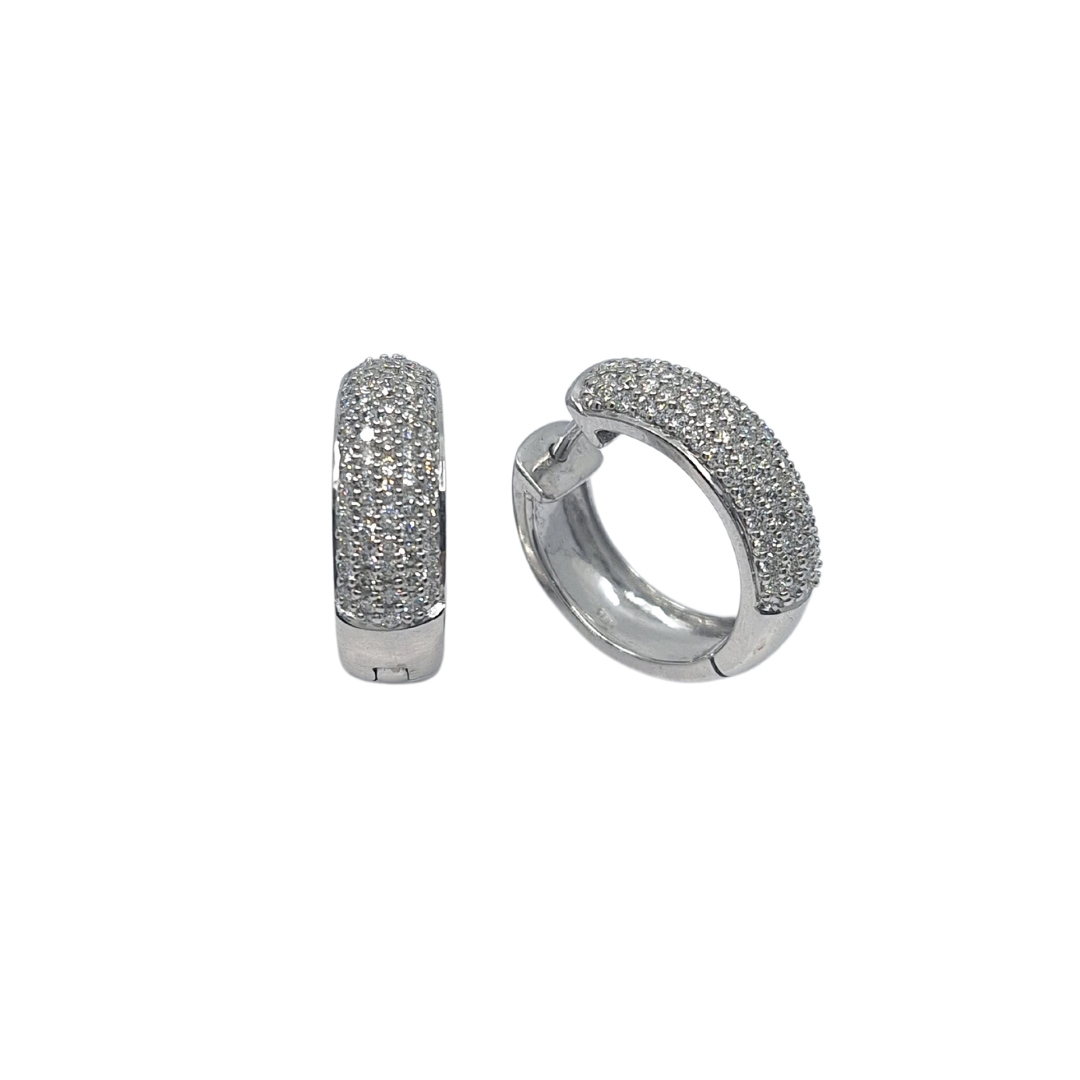 18ct White Gold Pave Diamond Hoop Earrings