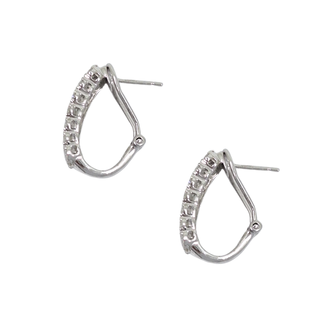 9ct White Gold Wide Fancy Diamond Drop Earrings