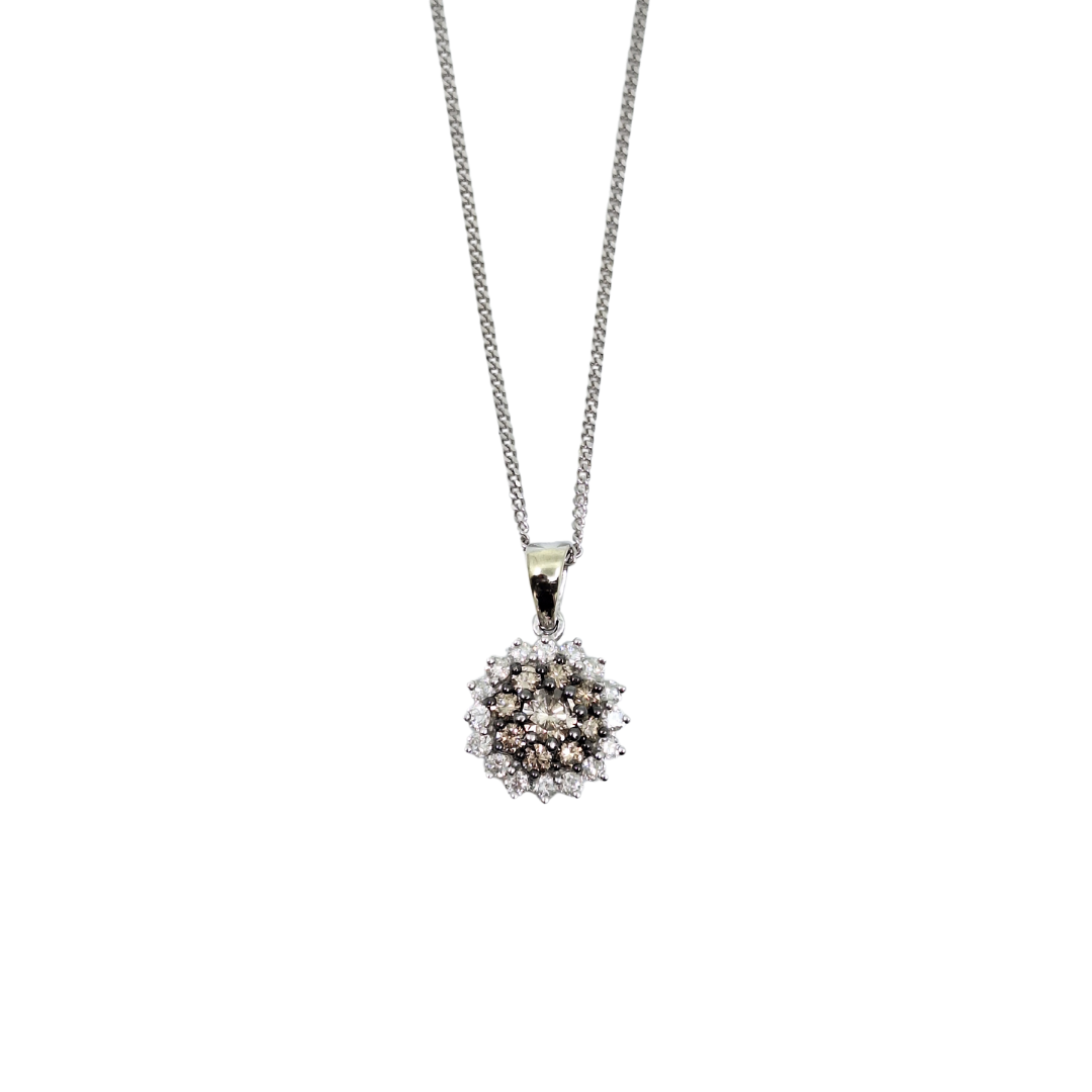 9ct White Gold Diamond Cluster Pendant