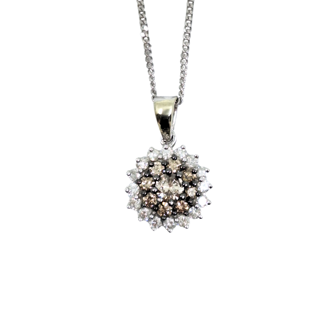 9ct White Gold Diamond Cluster Pendant