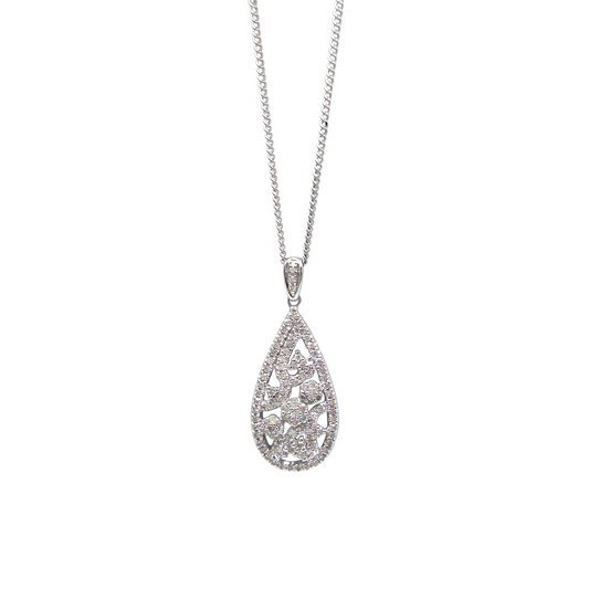 9ct White Gold Fancy Diamond Pendant