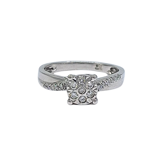 9ct White Gold Diamond Cluster Ring 0.20ct