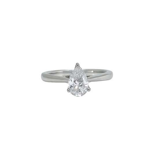 18ct White Gold Pear Cut Diamond Solitaire Ring 0.70ct