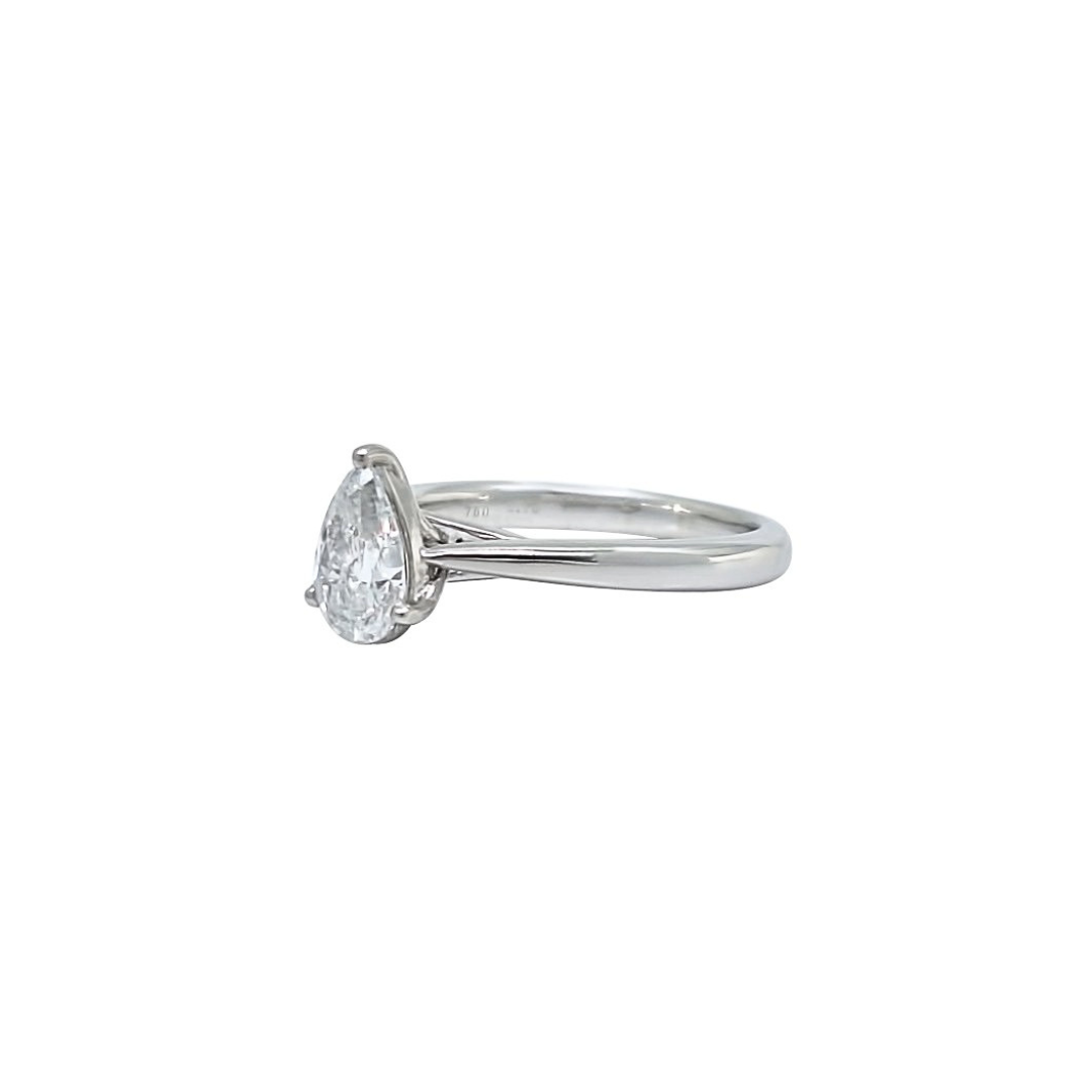 18ct White Gold Pear Cut Diamond Solitaire Ring 0.70ct