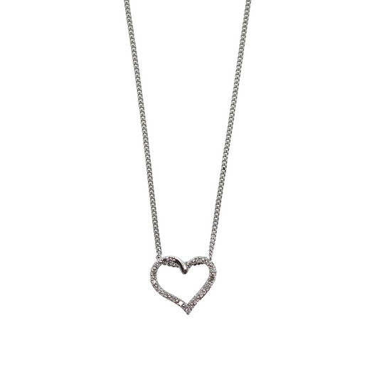 9ct White Gold Diamond Heart Pendant