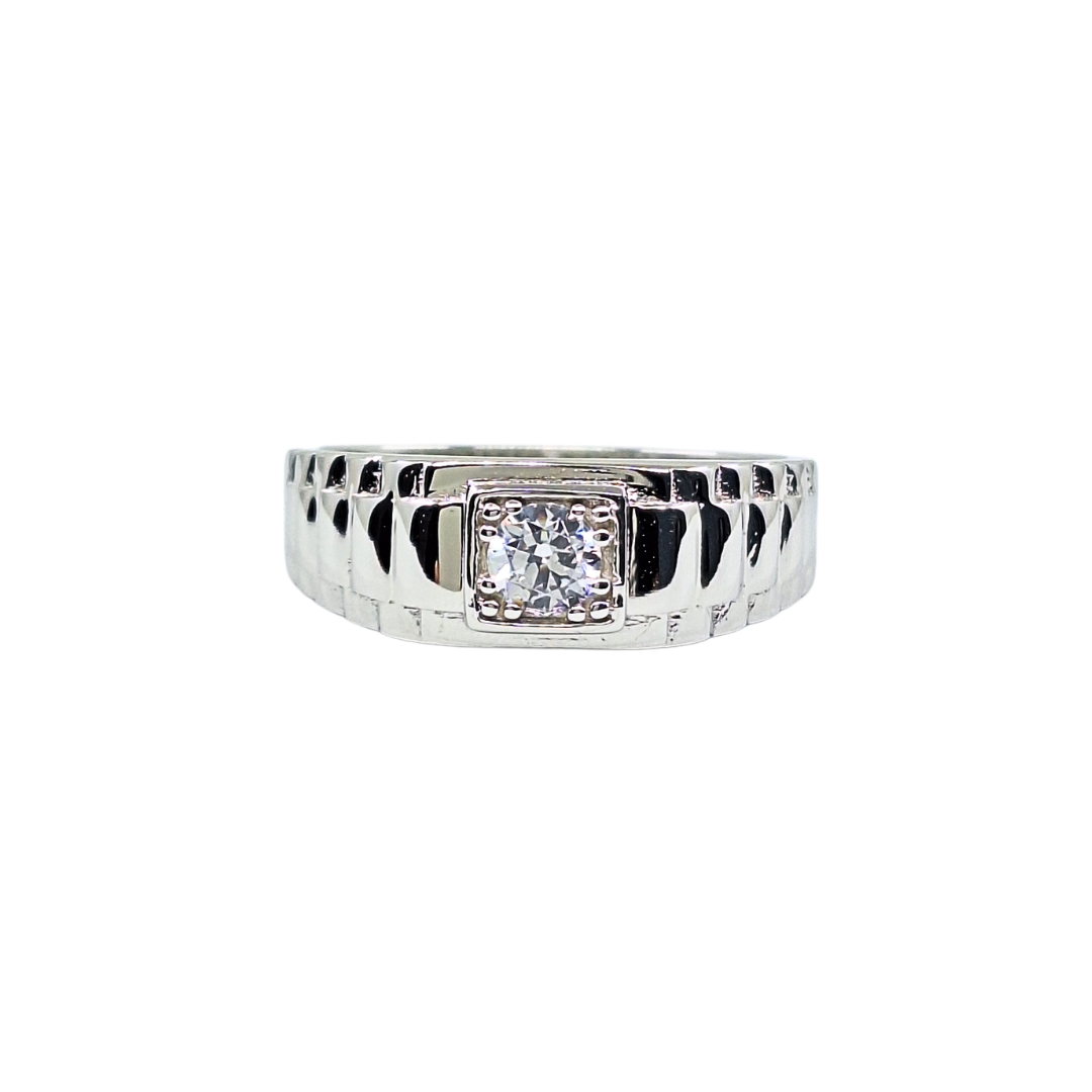 Silver Cubic Zirconia Rolex Style Ring