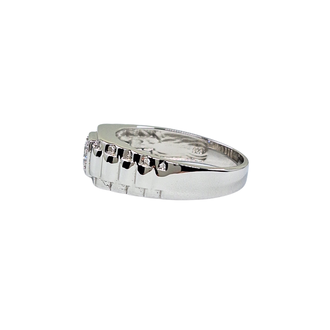 Silver Cubic Zirconia Rolex Style Ring