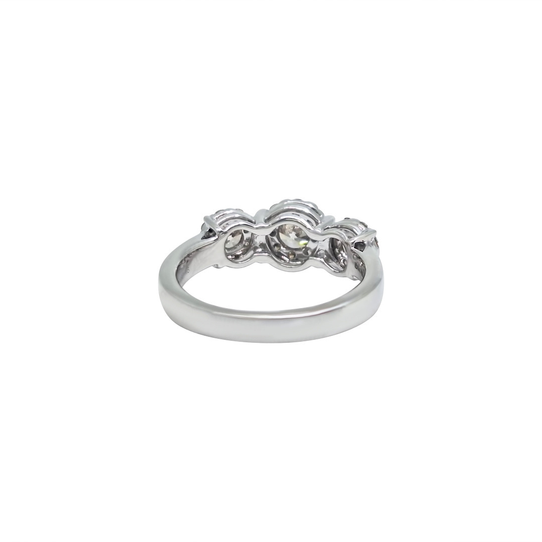 9ct White Gold Three Stone Diamond Halo Ring 1.08ct