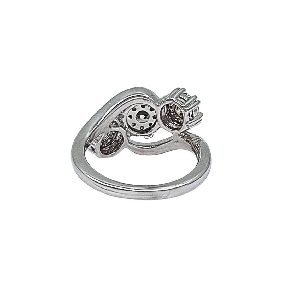 9ct White Gold Three Stone Diamond Halo Ring 1.00ct